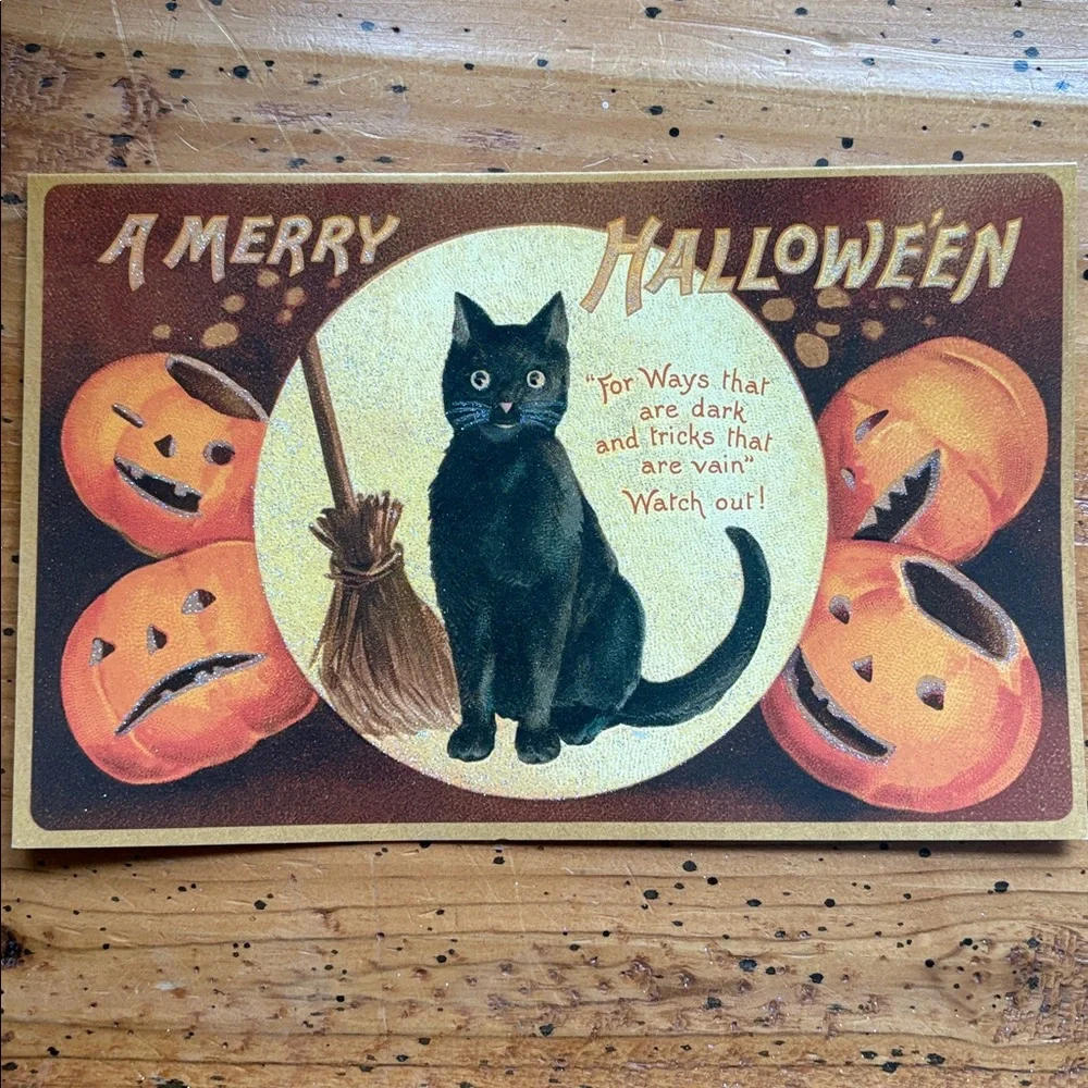 Set of 6 Vintage Looking Halloween Cards, 5” x 8”, Old World Christmas